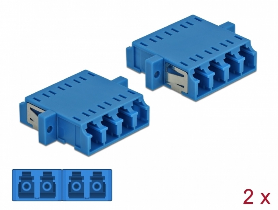 Imagine Set 2 buc fibra optica LC Quad la LC Quad Single-mode M-M Blue, Delock 86538